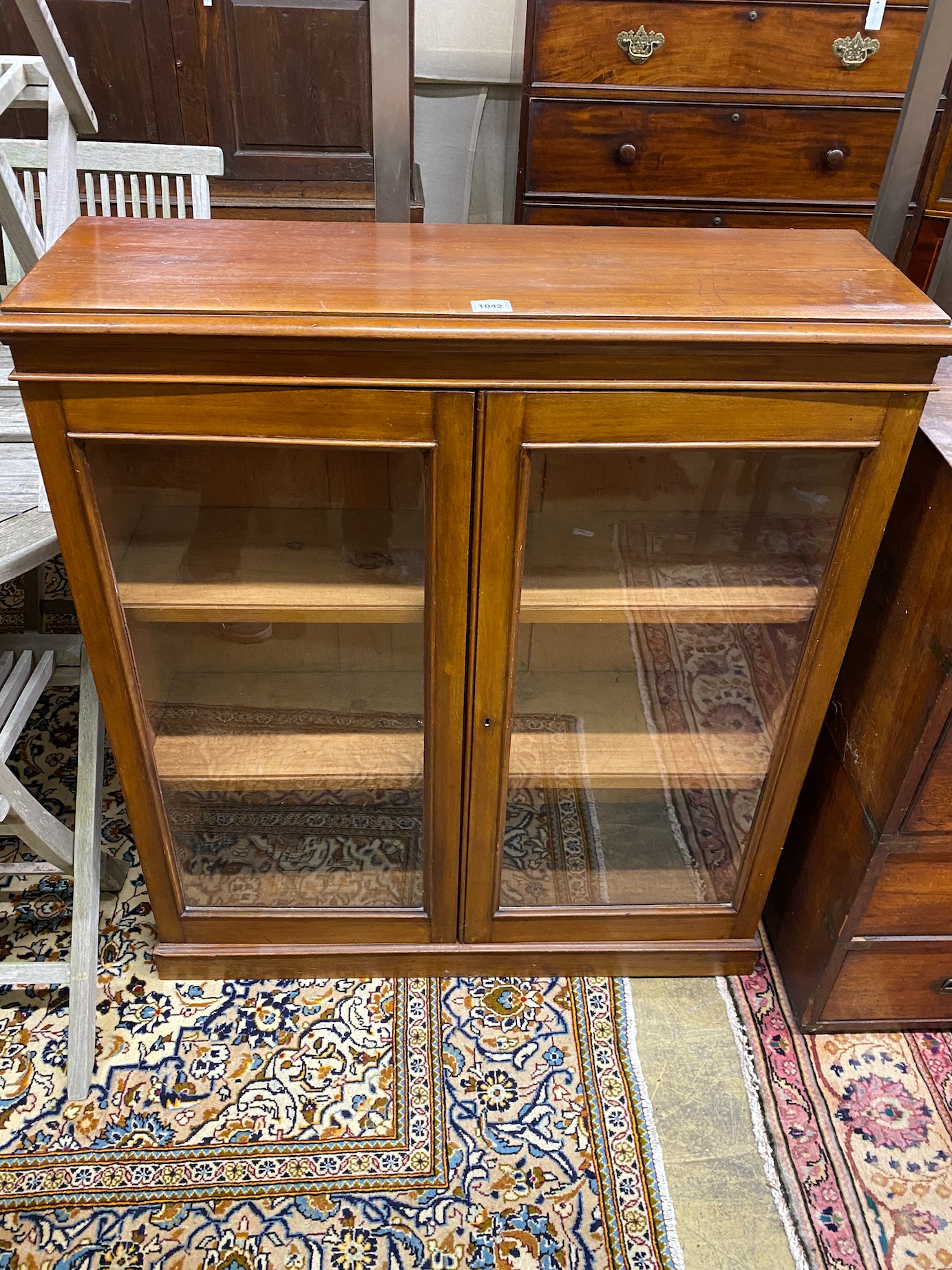 A late Victorian mahogany dwarf bookcase, width 101cm, height 114cm